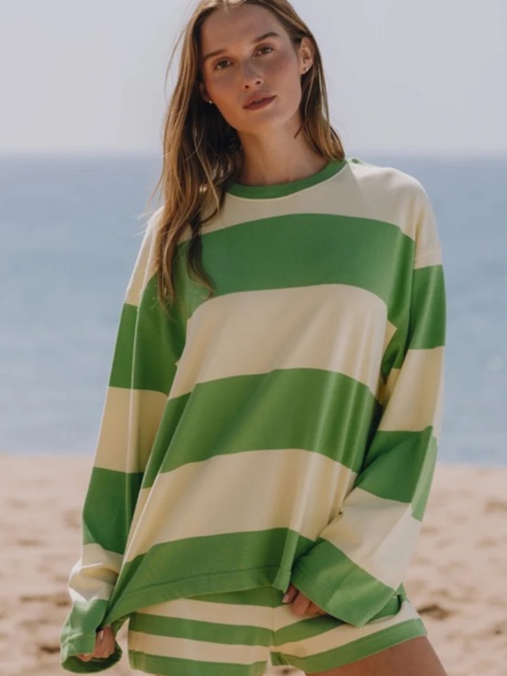 Daily Drills Oversized Long Sleeve - Lucky & Lemonade Stripe Size M/L NWOT